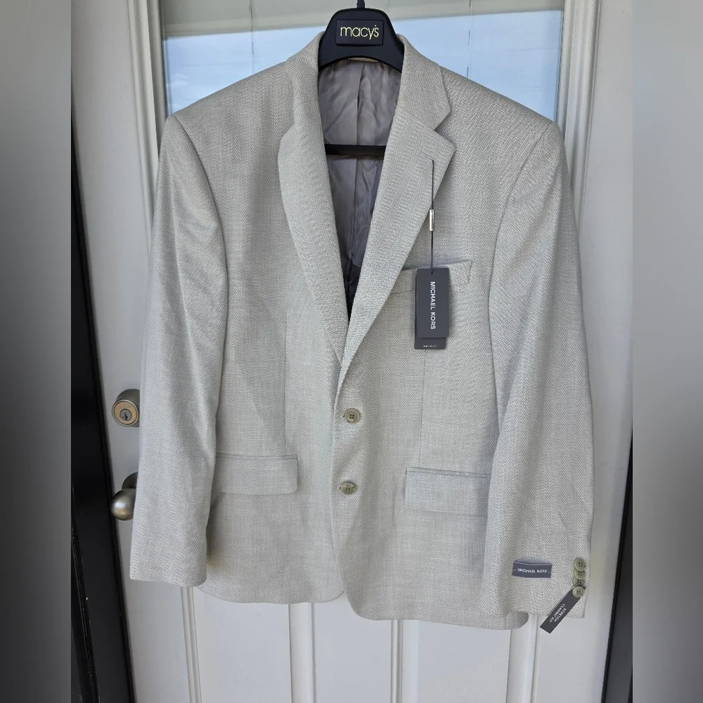 $295 Michael Kors Men Classic Fit Herringbone Woven Sport Coat Sz 42S NWT Career
